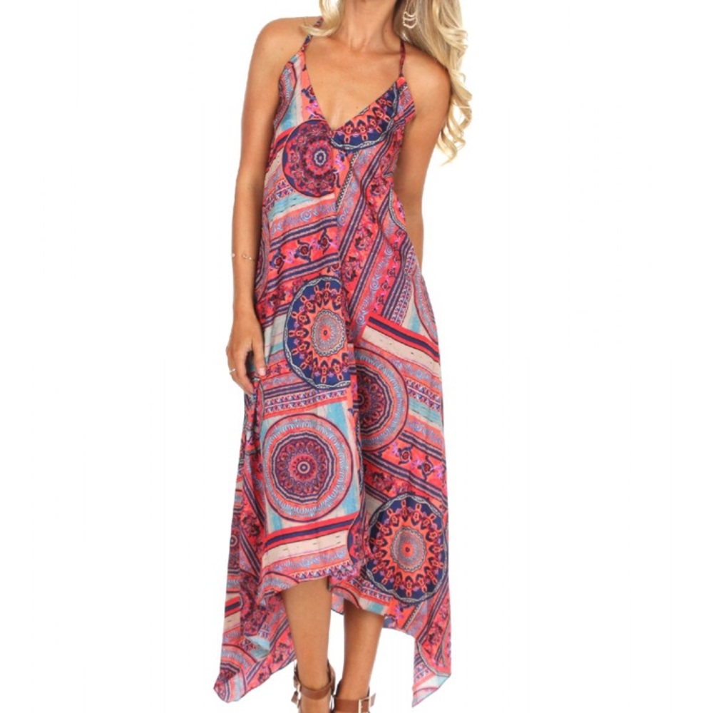 Silky scarf print dress Size S